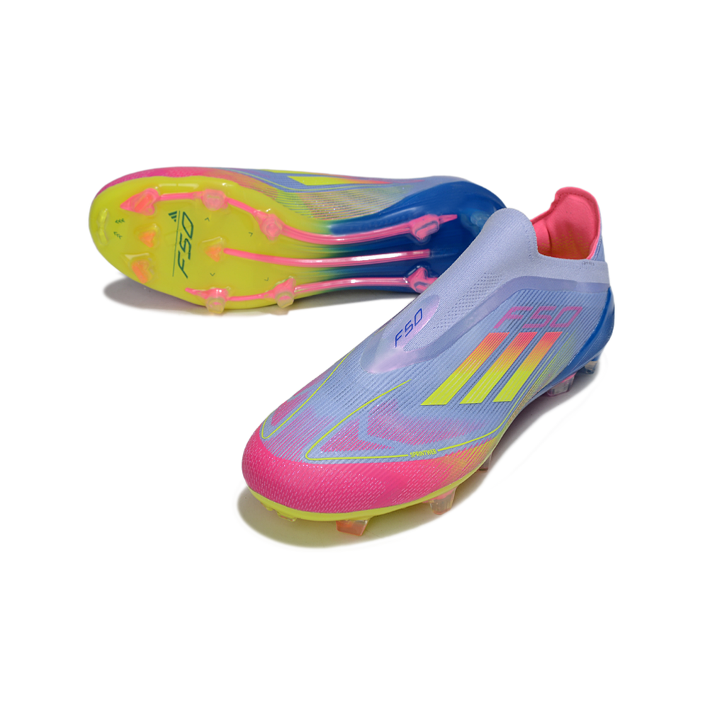 Chuteira Campo Adidas F50+ LL FG Rosa e Azul 
