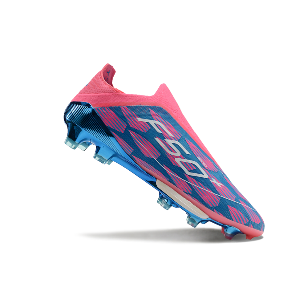 Chuteira Campo Adidas F50+ LL FG Rosa, Azul e Branca 