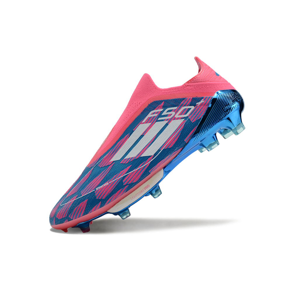 Chuteira Campo Adidas F50+ LL FG Rosa, Azul e Branca 