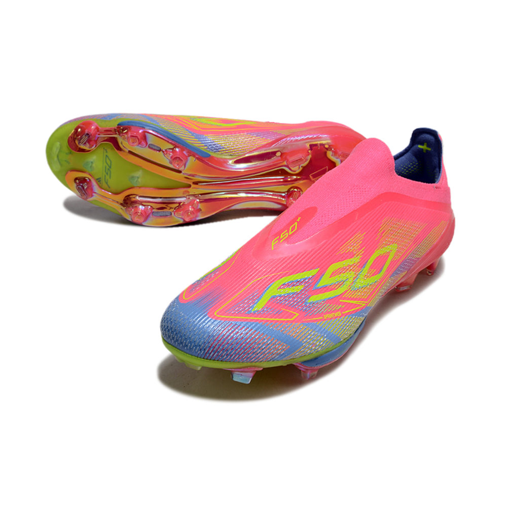 Chuteira Campo Adidas F50+ LL FG Rosa, Verde e Azul