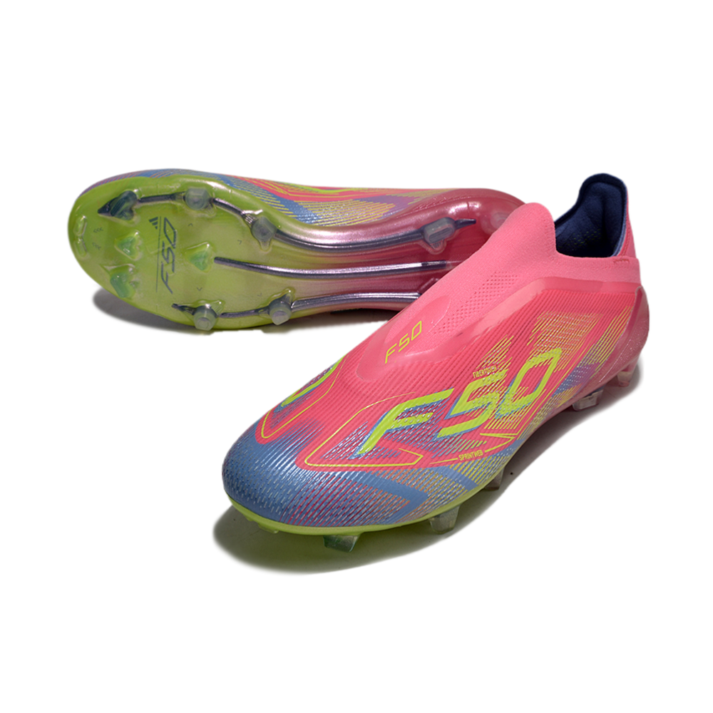 Chuteira Campo Adidas F50+ LL FG Rosa, Verde e Azul 