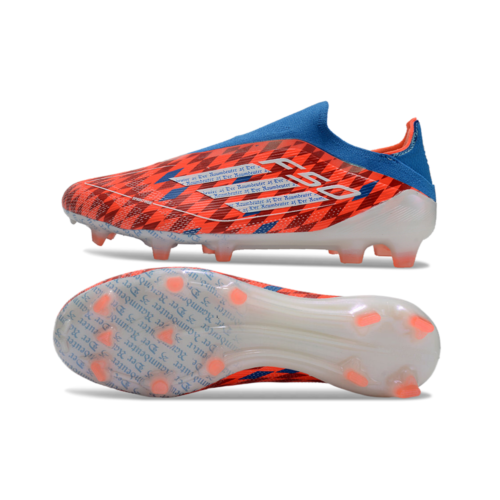 Chuteira Campo Adidas F50+ LL FG Vermelha e Azul
