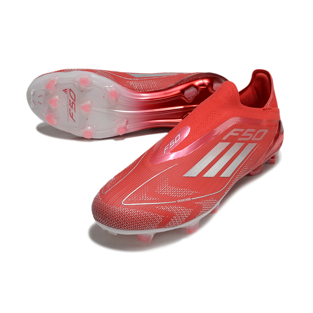 Chuteira Campo Adidas F50+ LL FG Vermelha e Branca