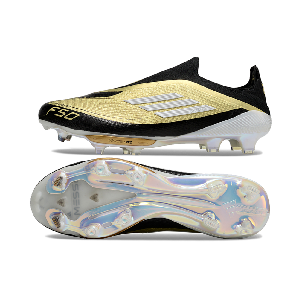 Chuteira Campo Adidas F50+ LL Messi FG Preto e Dourado 