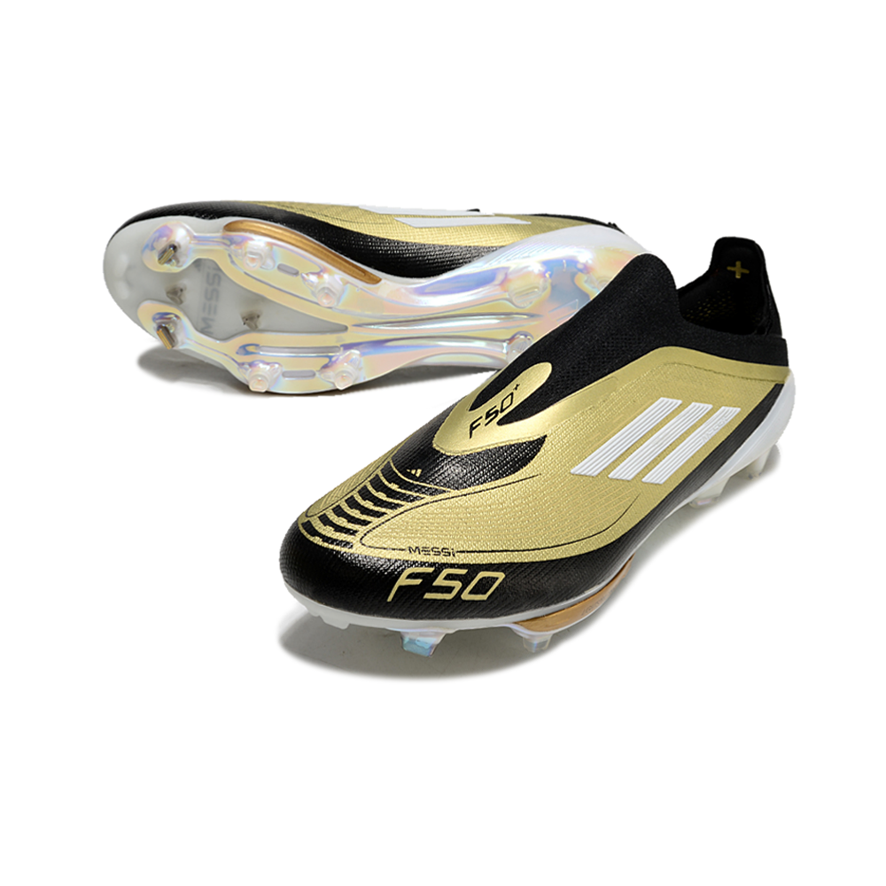 Chuteira Campo Adidas F50+ LL Messi FG Preto e Dourado 