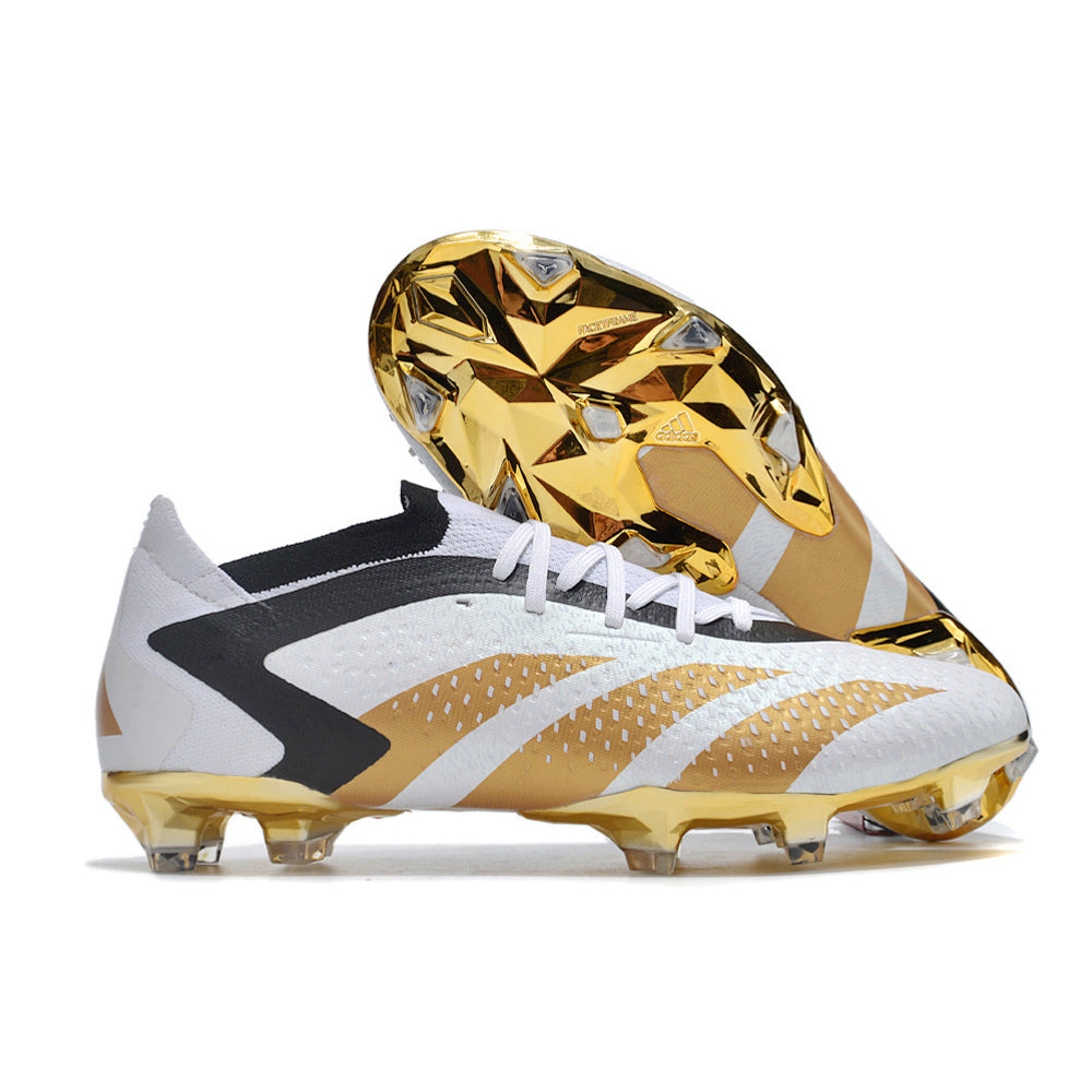 Chuteira Campo Adidas Predator Accuracy.1 Low Bellingham FG Branca e Dourada