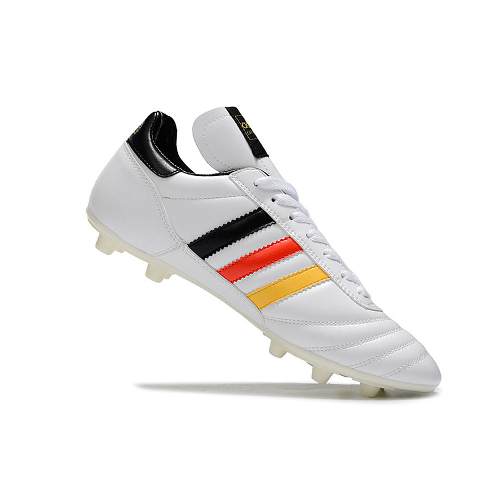 Chuteira Campo Adidas Copa Mundial FG Branca, Preta, Vermelha e Amarela 