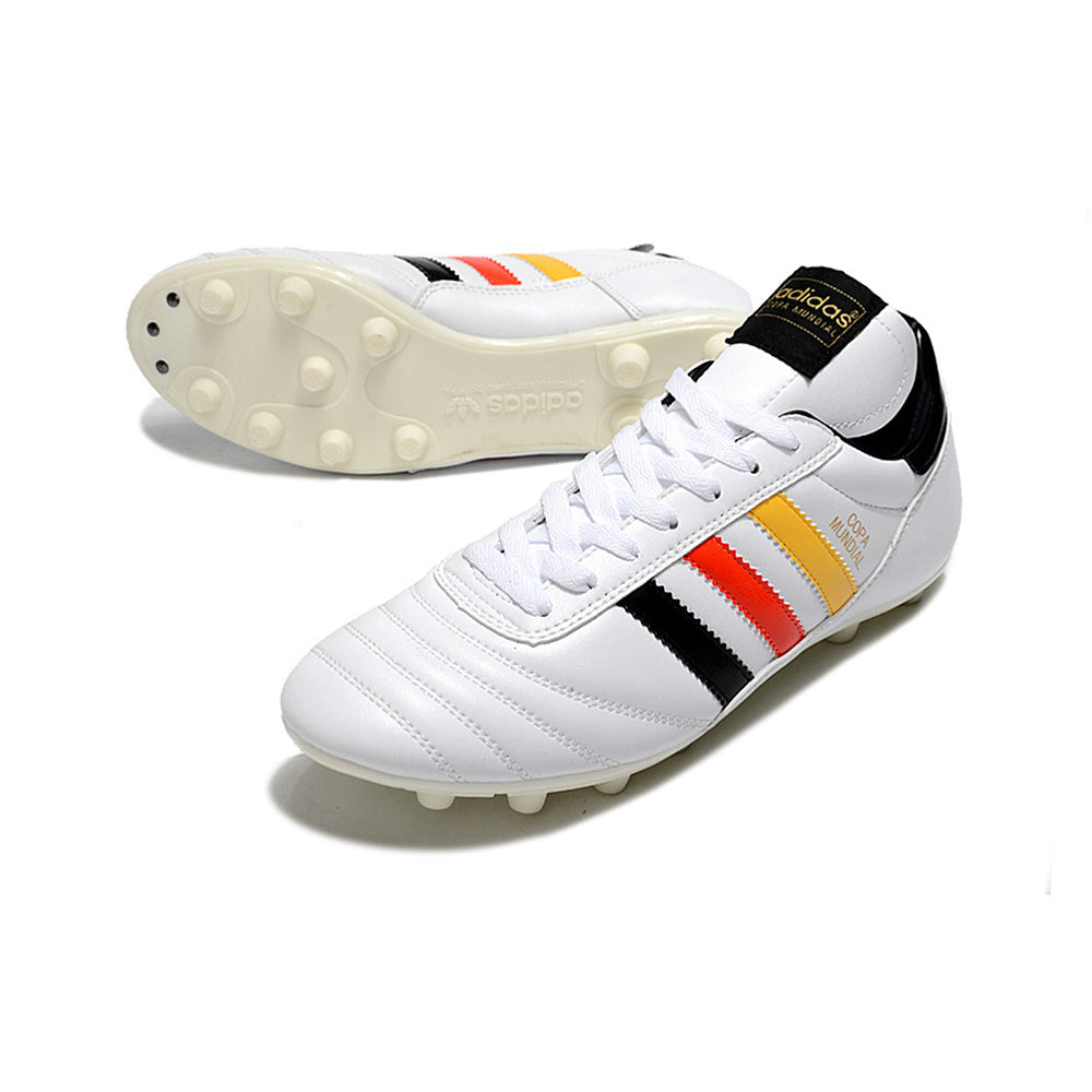 Chuteira Campo Adidas Copa Mundial FG Branca, Preta, Vermelha e Amarela 