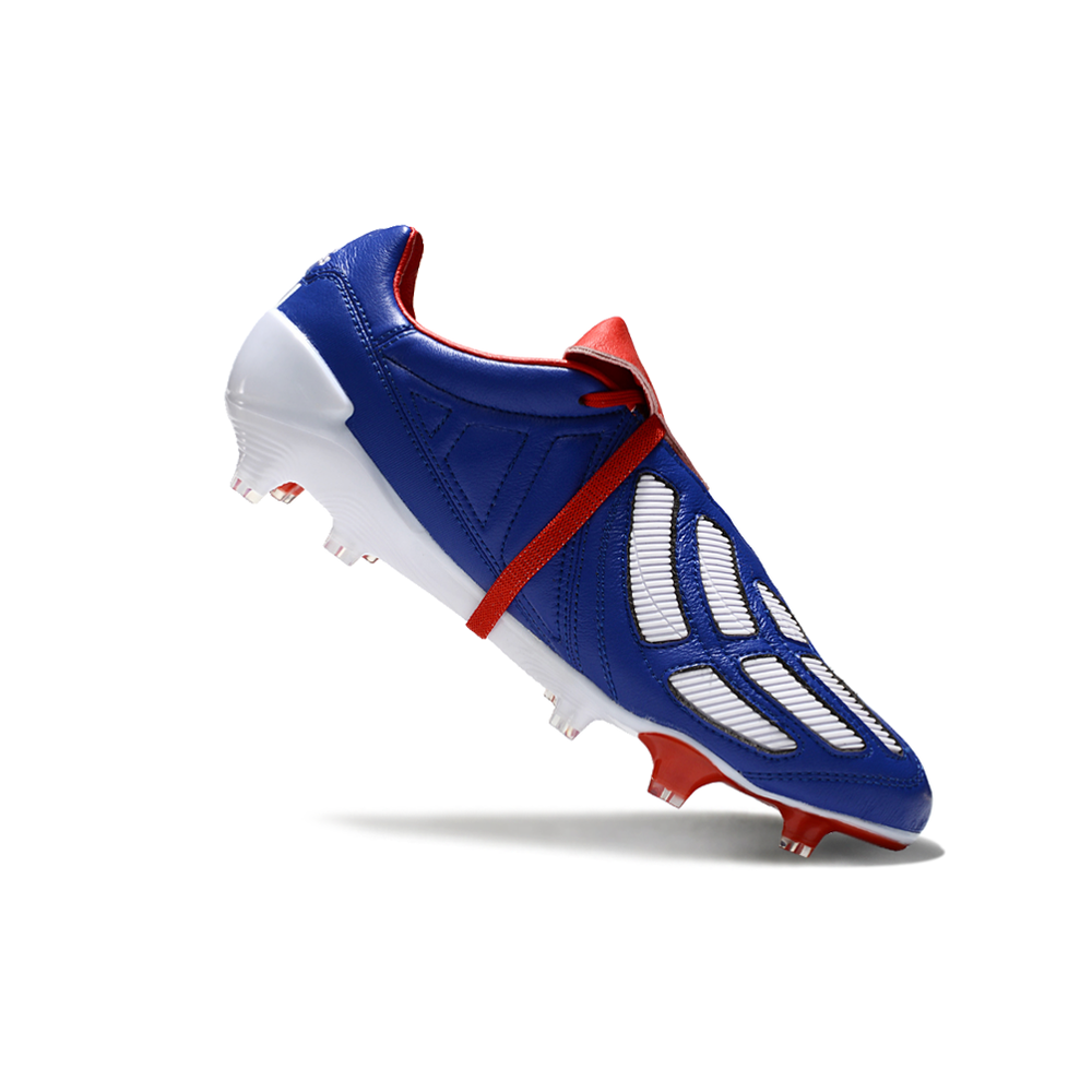 Chuteira Campo Adidas Predator Mania FG Azul, Branca e Vermelha 