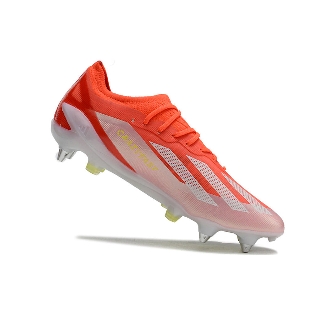 Chuteira Campo Adidas X Crazyfast Messi.1  Ponta de Aluminio Vermelha e Branca 