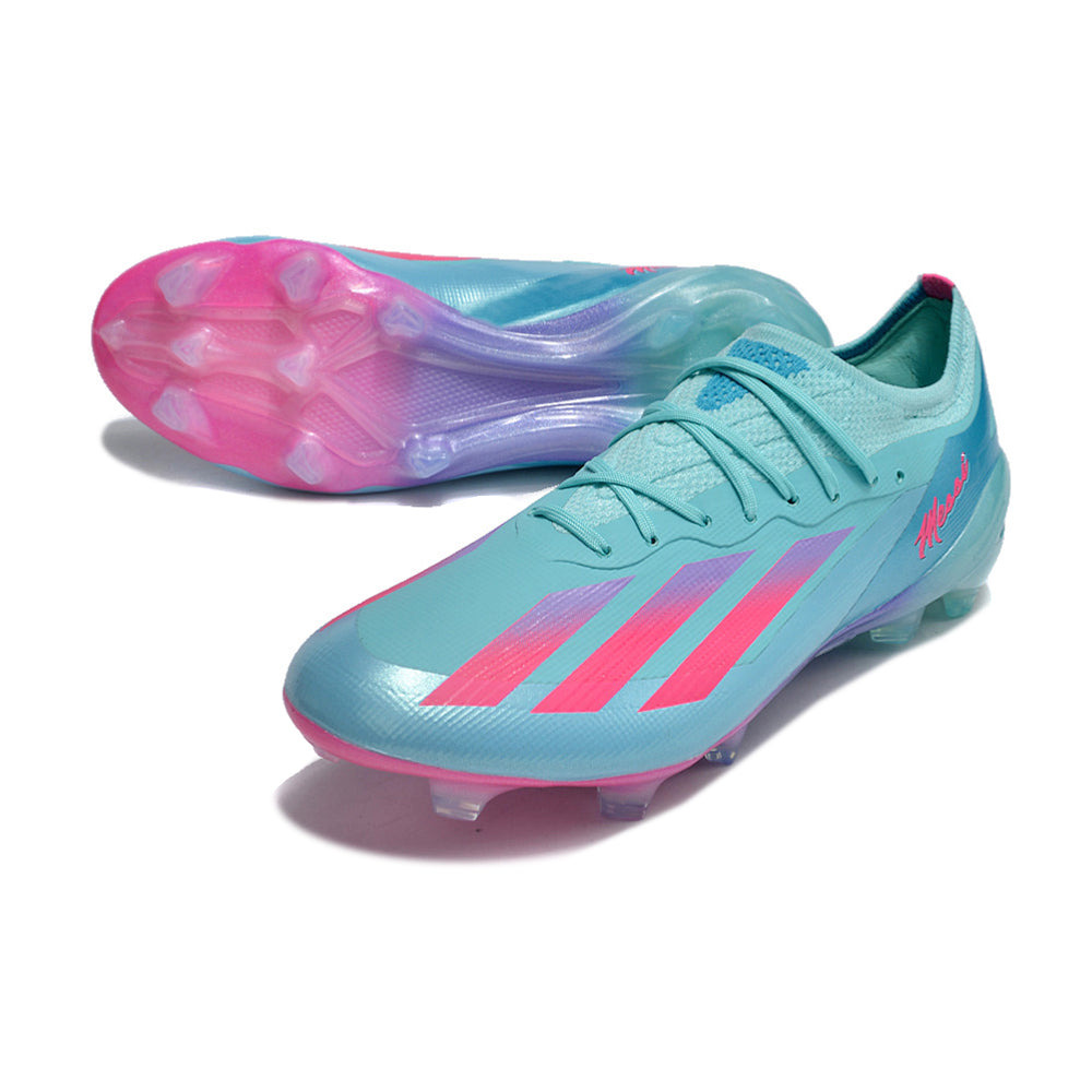 Chuteira Campo Adidas X CrazyFast Messi.1 FG Azul e Rosa 