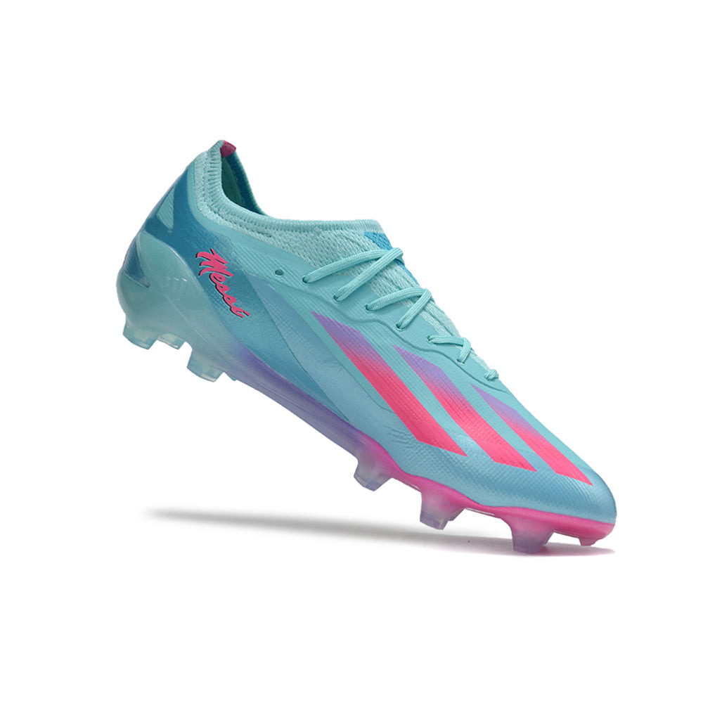 Chuteira Campo Adidas X CrazyFast Messi.1 FG Azul e Rosa 