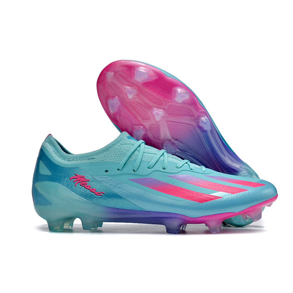 Chuteira Campo Adidas X CrazyFast Messi.1 FG Azul e Rosa 