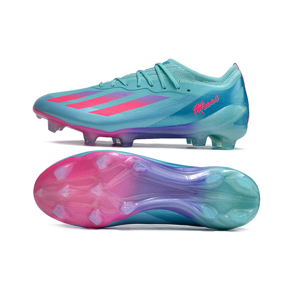 Chuteira Campo Adidas X CrazyFast Messi.1 FG Azul e Rosa 