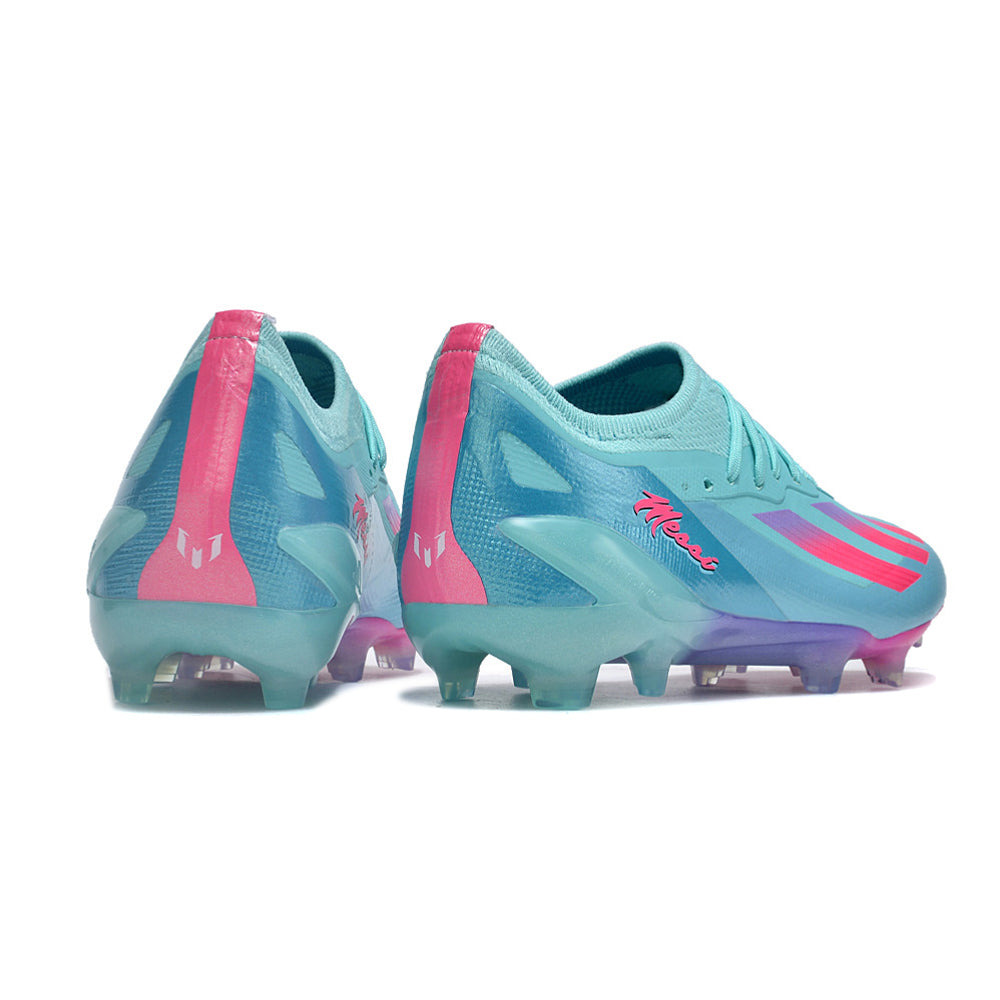 Chuteira Campo Adidas X CrazyFast Messi.1 FG Azul e Rosa 