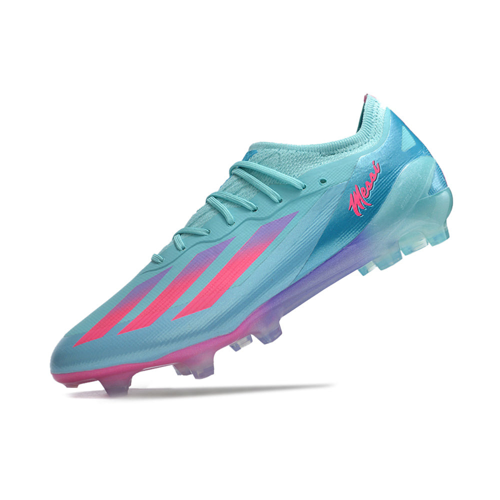 Chuteira Campo Adidas X CrazyFast Messi.1 FG Azul e Rosa 