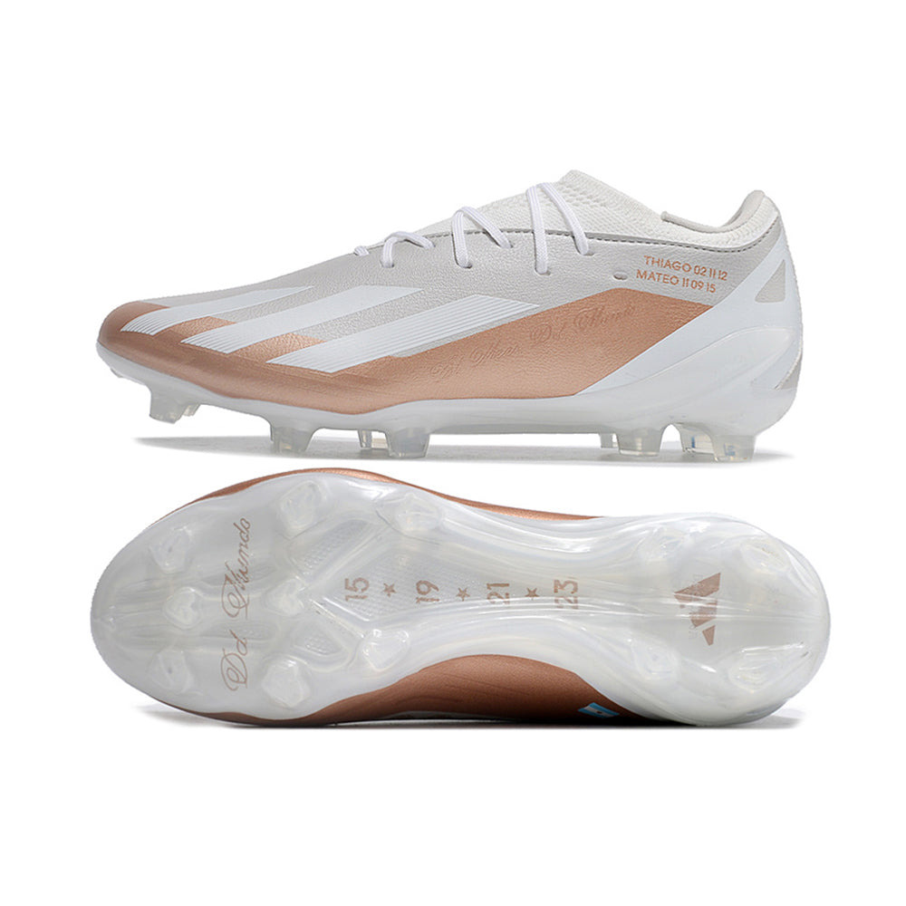 Chuteira Campo Adidas X Crazyfast Messi.1 FG Branca e Dourada 
