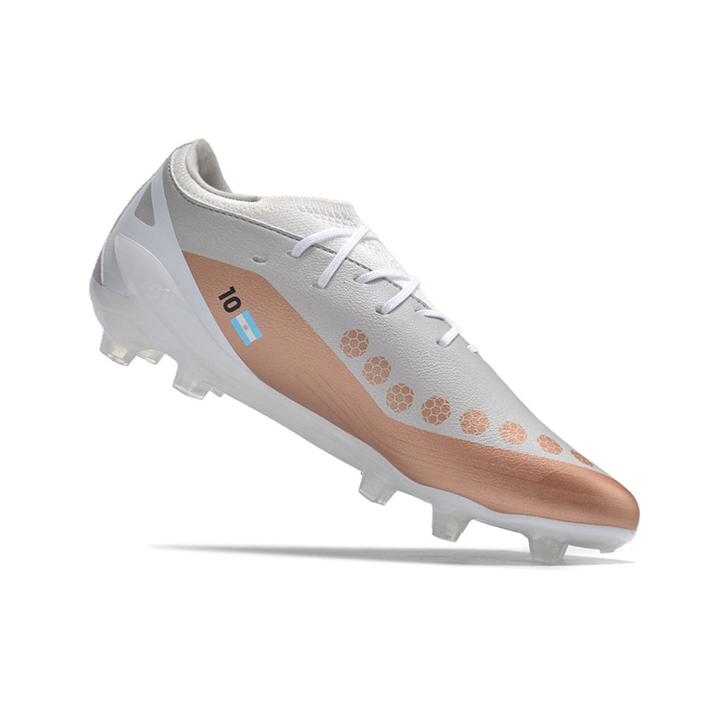 Chuteira Campo Adidas X Crazyfast Messi.1 FG Branca e Dourada 
