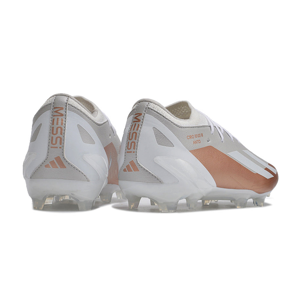 Chuteira Campo Adidas X Crazyfast Messi.1 FG Branca e Dourada 