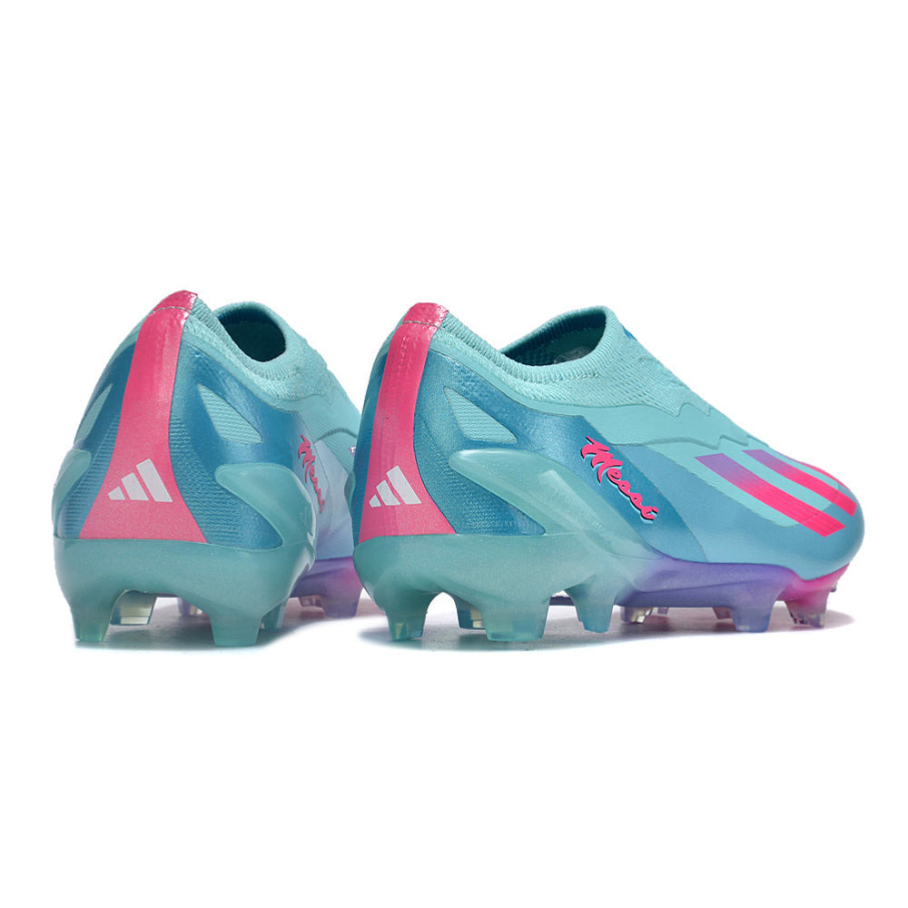 Chuteira Campo Adidas X CrazyFast Messi.1 LL FG Azul e Rosa 
