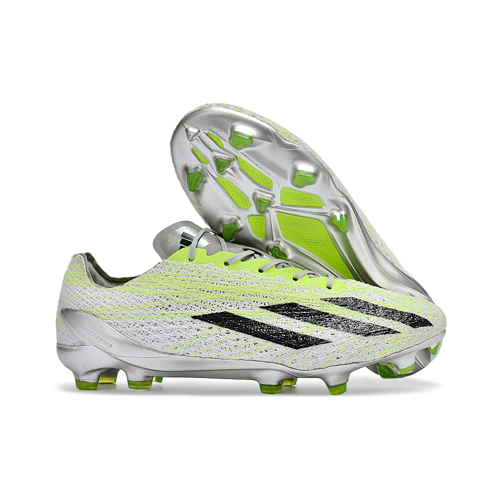 Chuteira Campo Adidas X Crazyfast+ FG Branca e Verde 