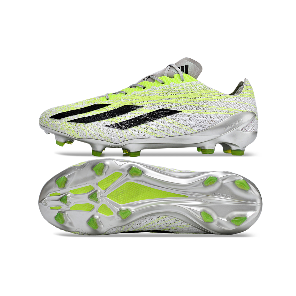 Chuteira Campo Adidas X Crazyfast+ FG Branca e Verde 