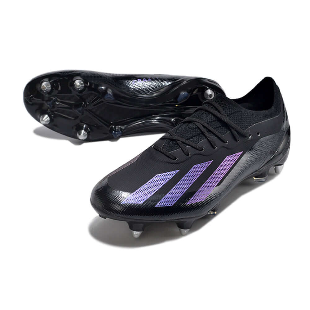 Chuteira Campo Adidas X Crazyfast.1 Ponta de Aluminio Preta e Azul 