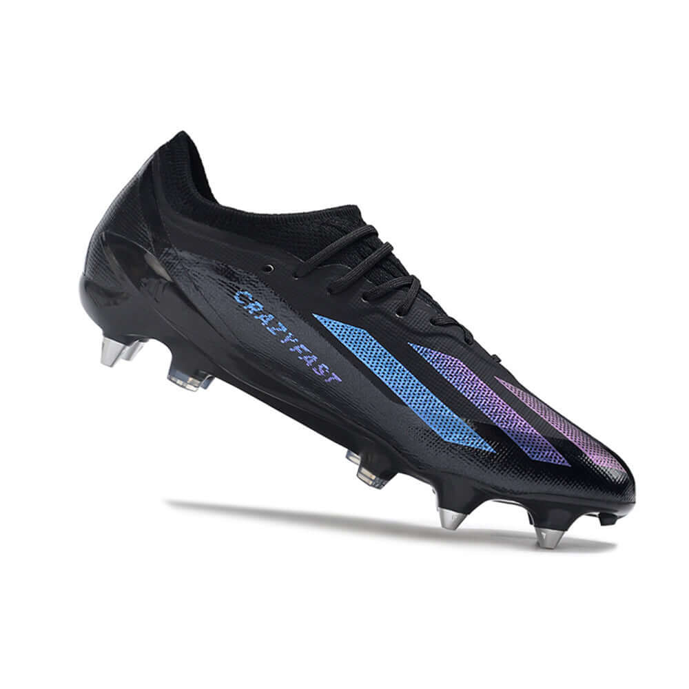 Chuteira Campo Adidas X Crazyfast.1 Ponta de Aluminio Preta e Azul 