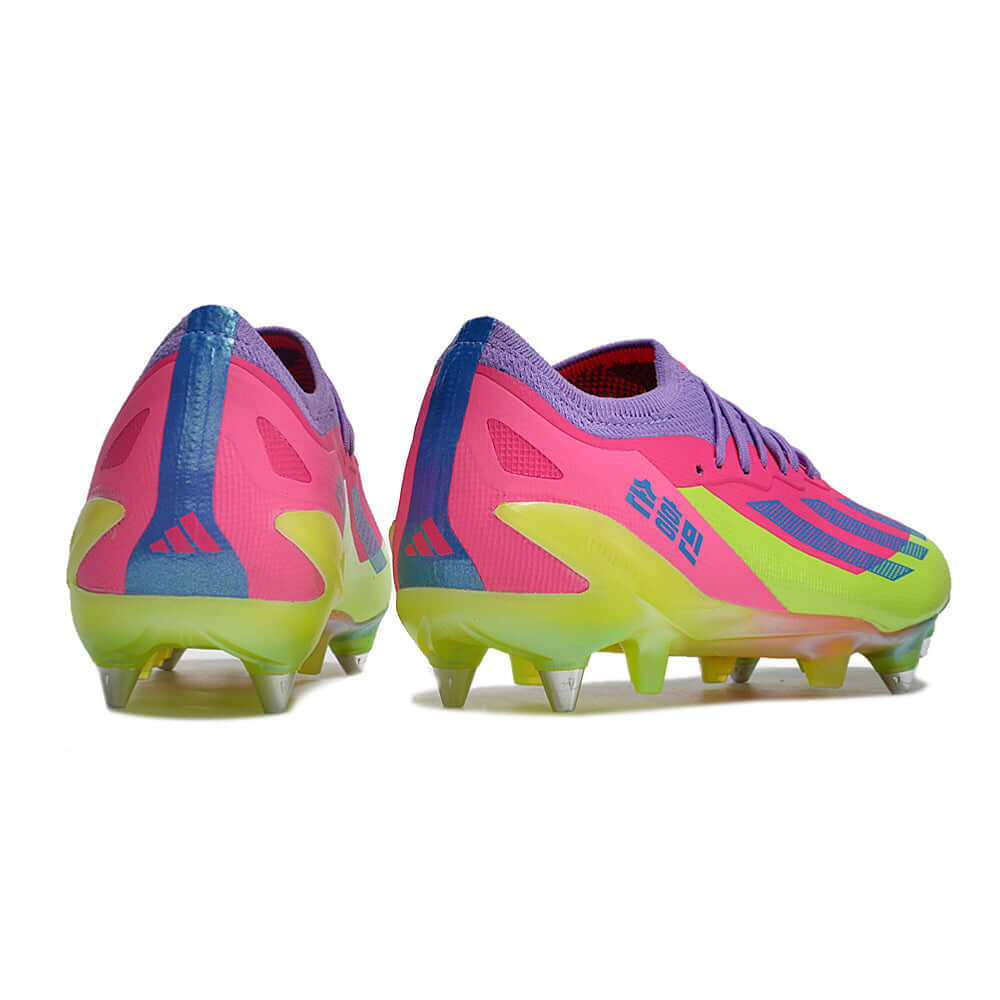 Chuteira Campo Adidas X CrazyFast.1 Ponta de Aluminio Rosa e Verde 