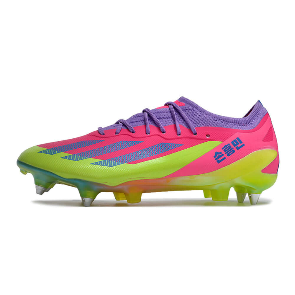 Chuteira Campo Adidas X CrazyFast.1 Ponta de Aluminio Rosa e Verde 