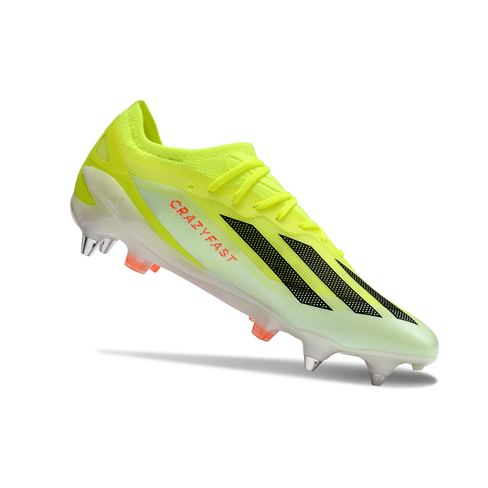 Chuteira Campo Adidas X CrazyFast.1 Ponta de Aluminio Verde e Laranja 