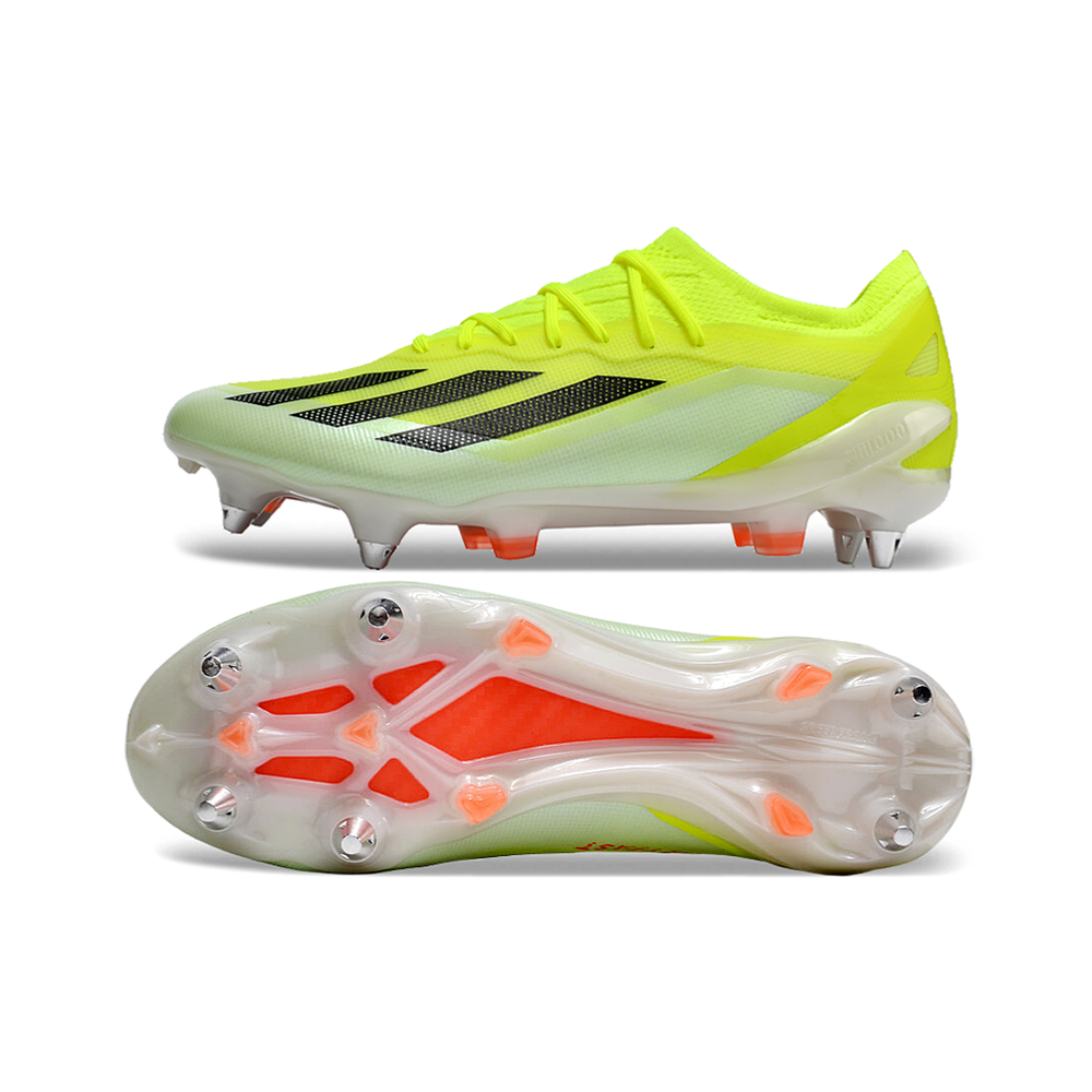 Chuteira Campo Adidas X CrazyFast.1 Ponta de Aluminio Verde e Laranja 