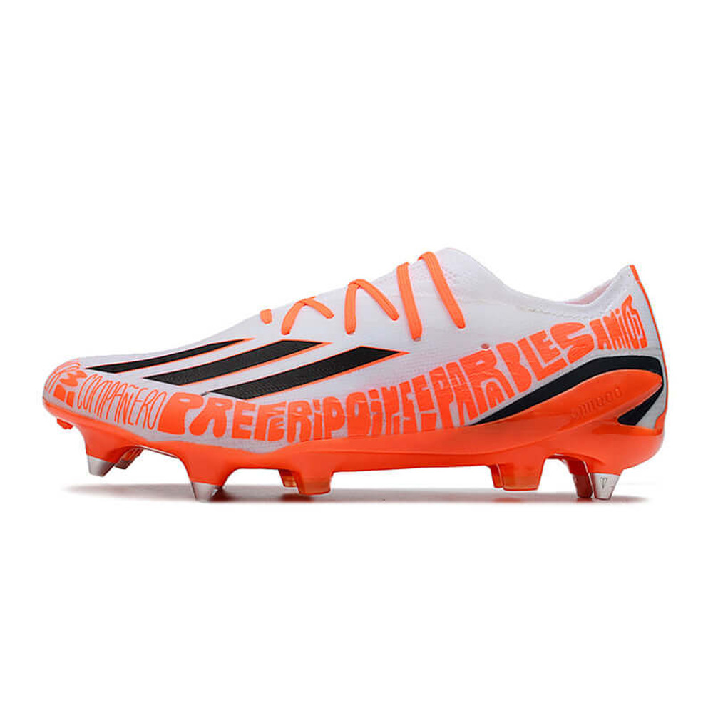 Chuteira Campo Adidas X Speedportal Messi.1 Ponta de Aluminio Branca e Laranja 
