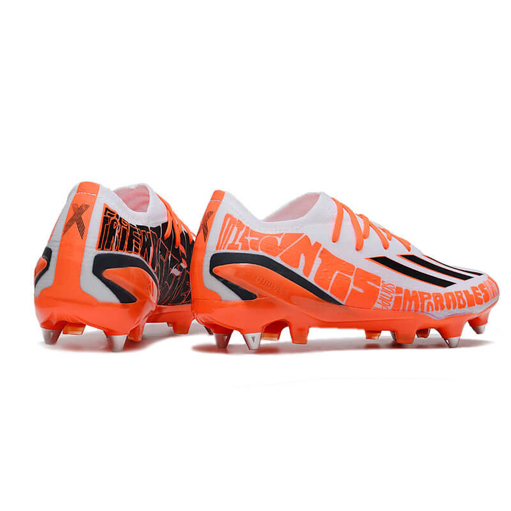 Chuteira Campo Adidas X Speedportal Messi.1 Ponta de Aluminio Branca e Laranja 