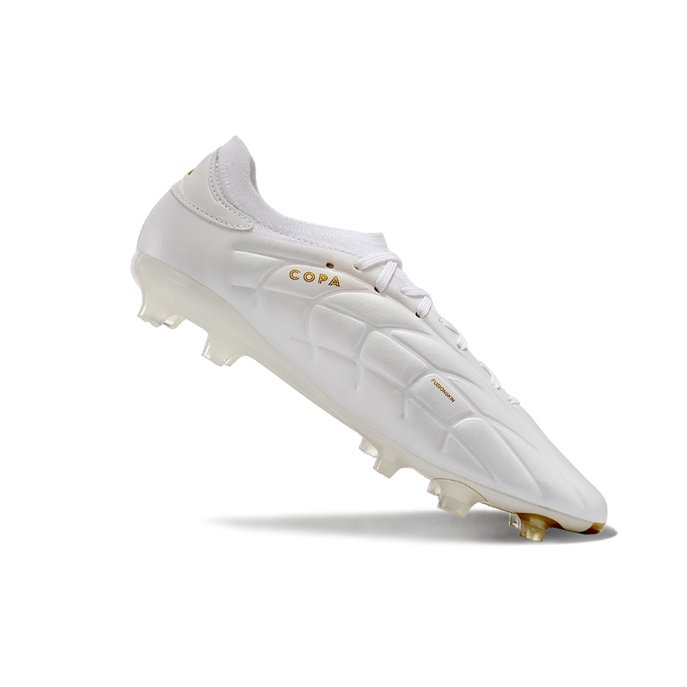 Chuteira Campo Adidas Copa Pure II + FG Branca e Dourada