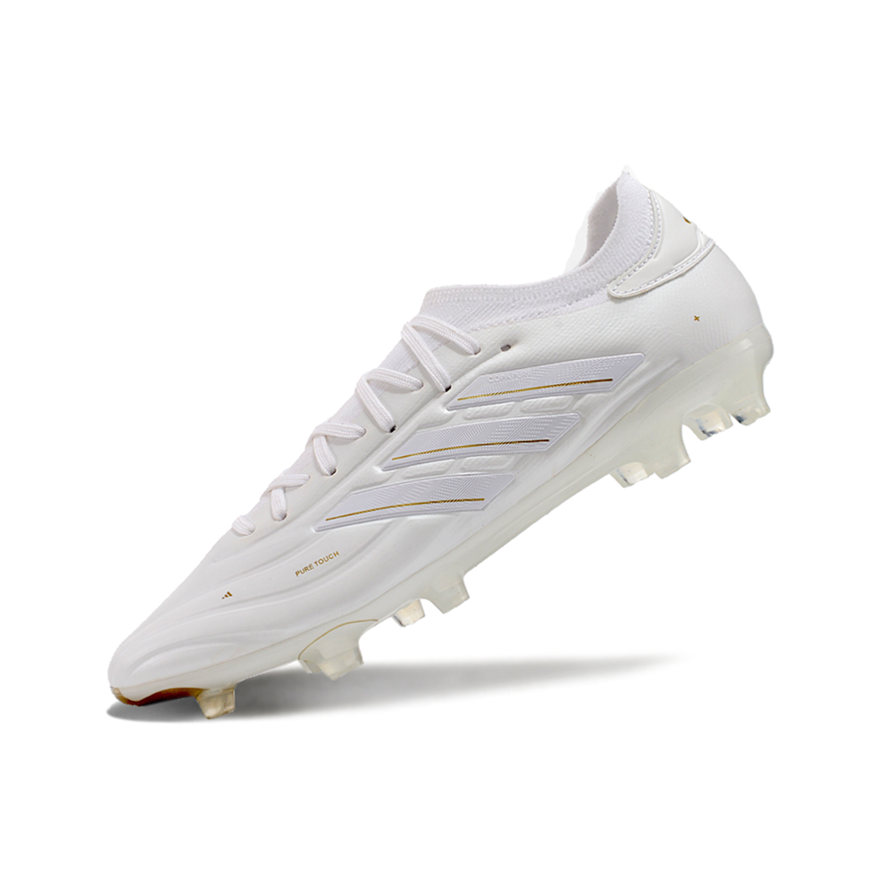 Chuteira Campo Adidas Copa Pure II + FG Branca e Dourada