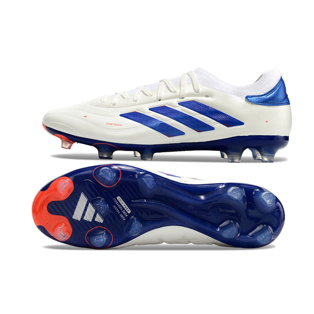Chuteira Campo Adidas Copa Pure II + FG Branca, Azul e Vermelha 