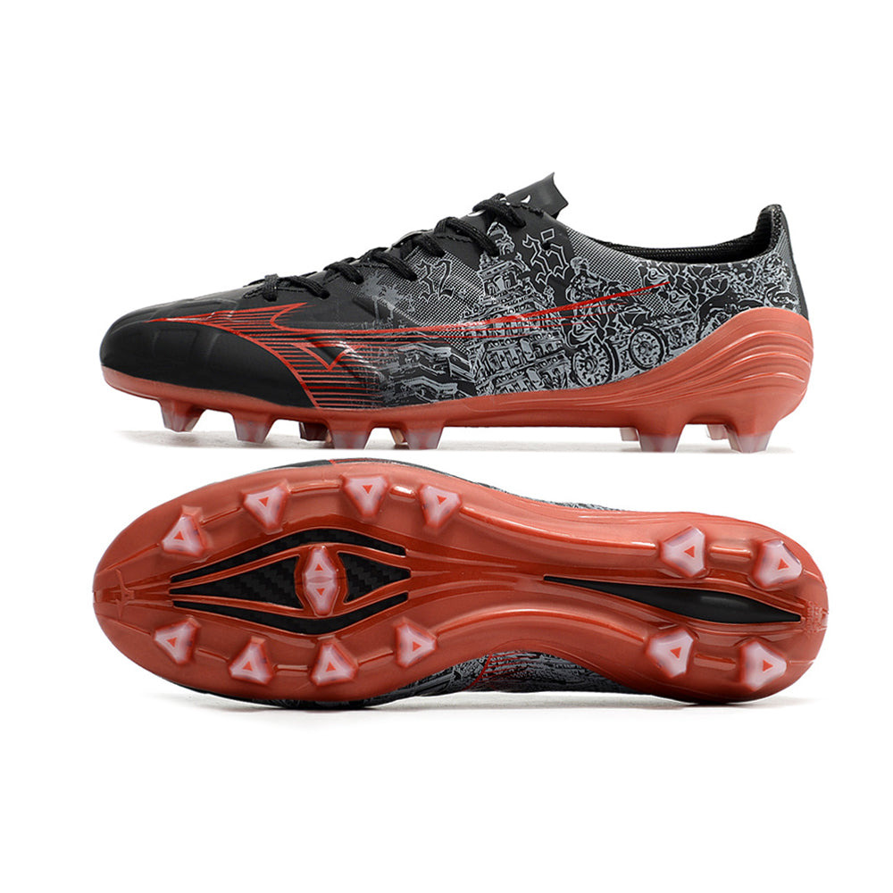 Chuteira Campo Mizuno Alpha FG Preta e Vermelha 