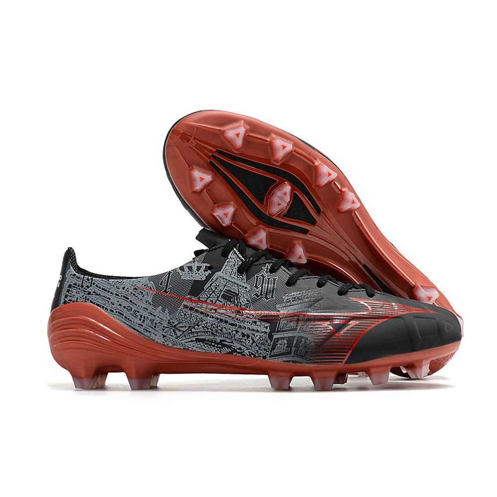 Chuteira Campo Mizuno Alpha FG Preta e Vermelha 