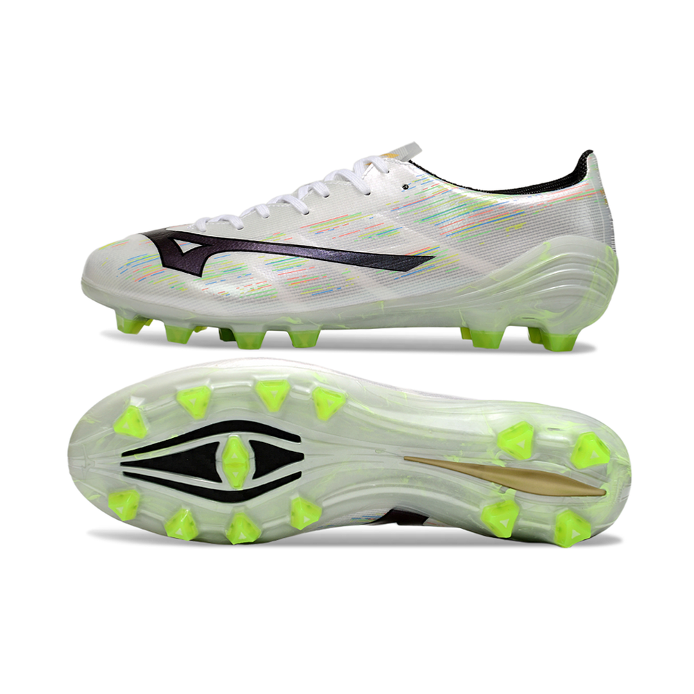 Chuteira Campo Mizuno Alpha II FG Branco e Verde