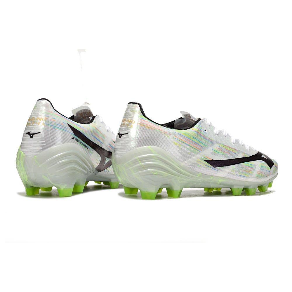 Chuteira Campo Mizuno Alpha II FG Branco e Verde