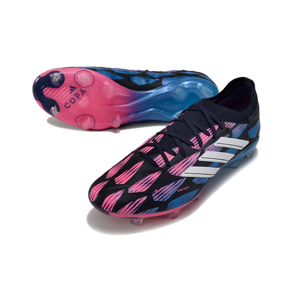 Chuteira Campo Adidas Copa Pure II + FG Preta, Azul e Rosa 