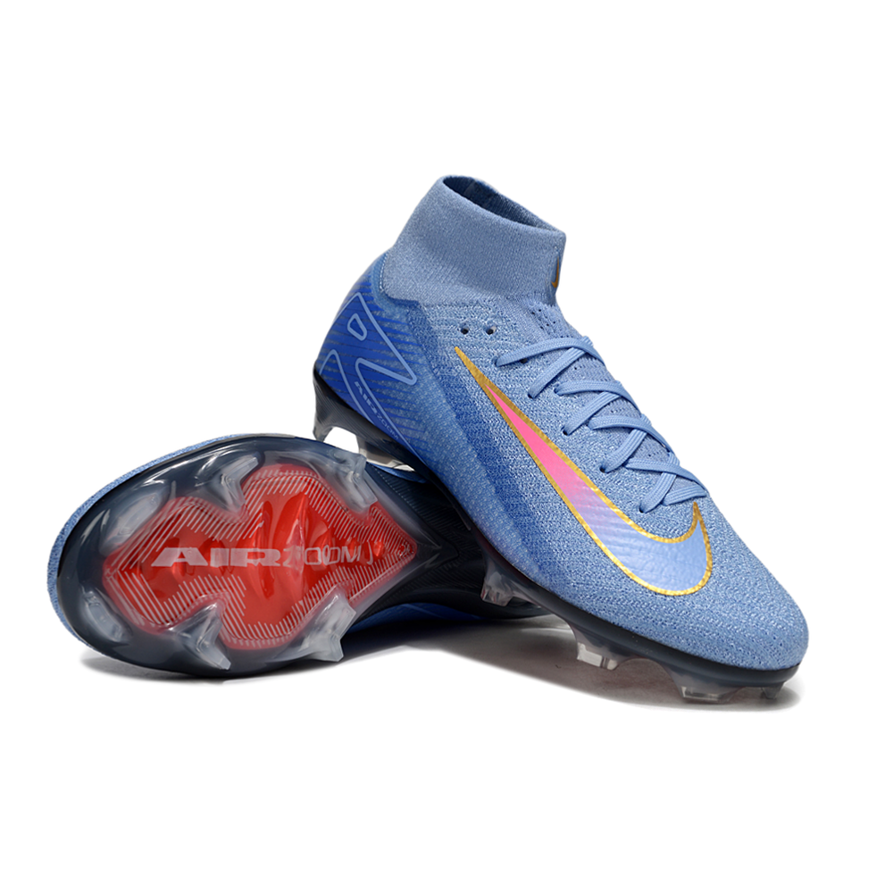 Chuteira Campo Nike Air Zoom Mercurial Superfly 10 Elite FG Azul e Vermelho