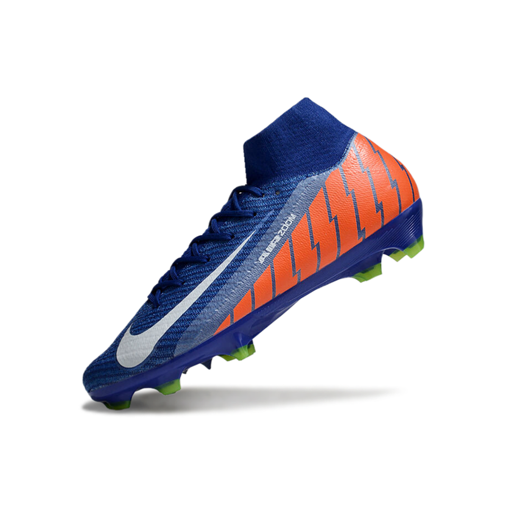 Chuteira Campo Nike Air Zoom Mercurial Superfly 10 Elite FG Azul, Verde e Laranja