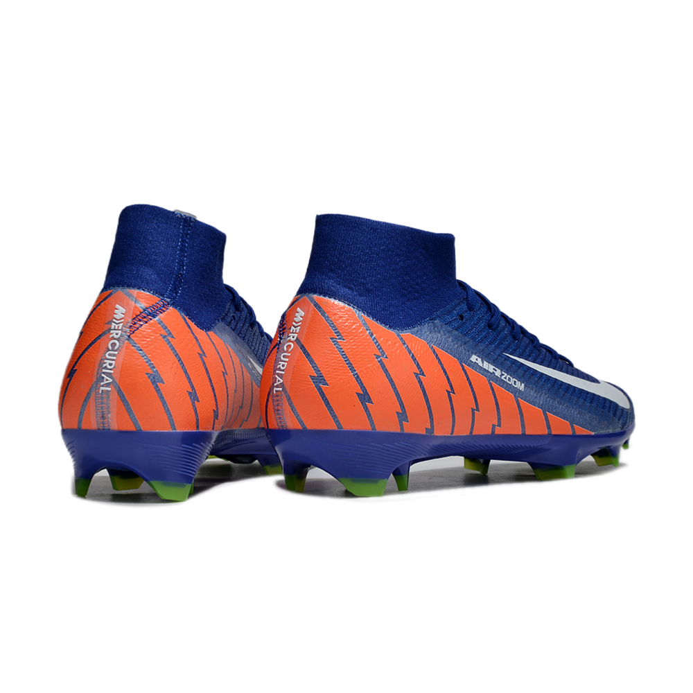 Chuteira Campo Nike Air Zoom Mercurial Superfly 10 Elite FG Azul, Verde e Laranja