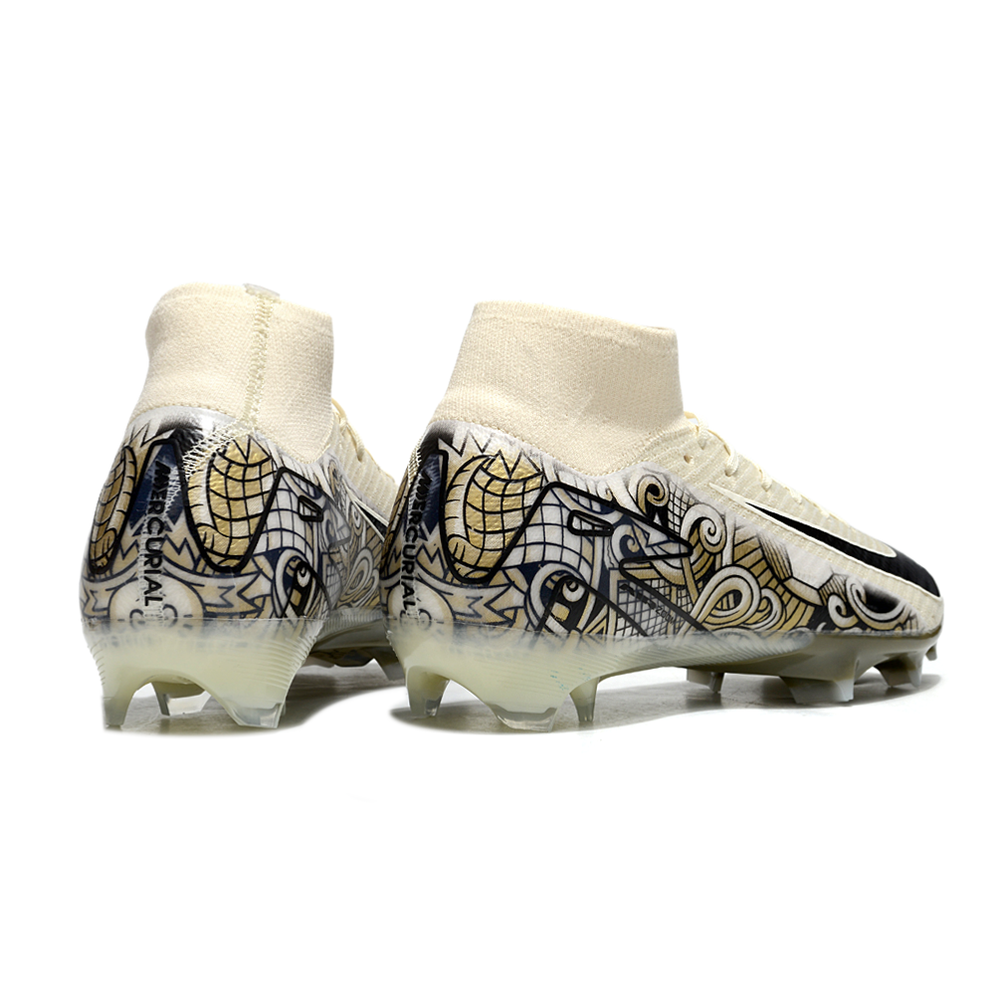 Chuteira Campo Nike Air Zoom Mercurial Superfly 10 Elite FG Bege e Preto