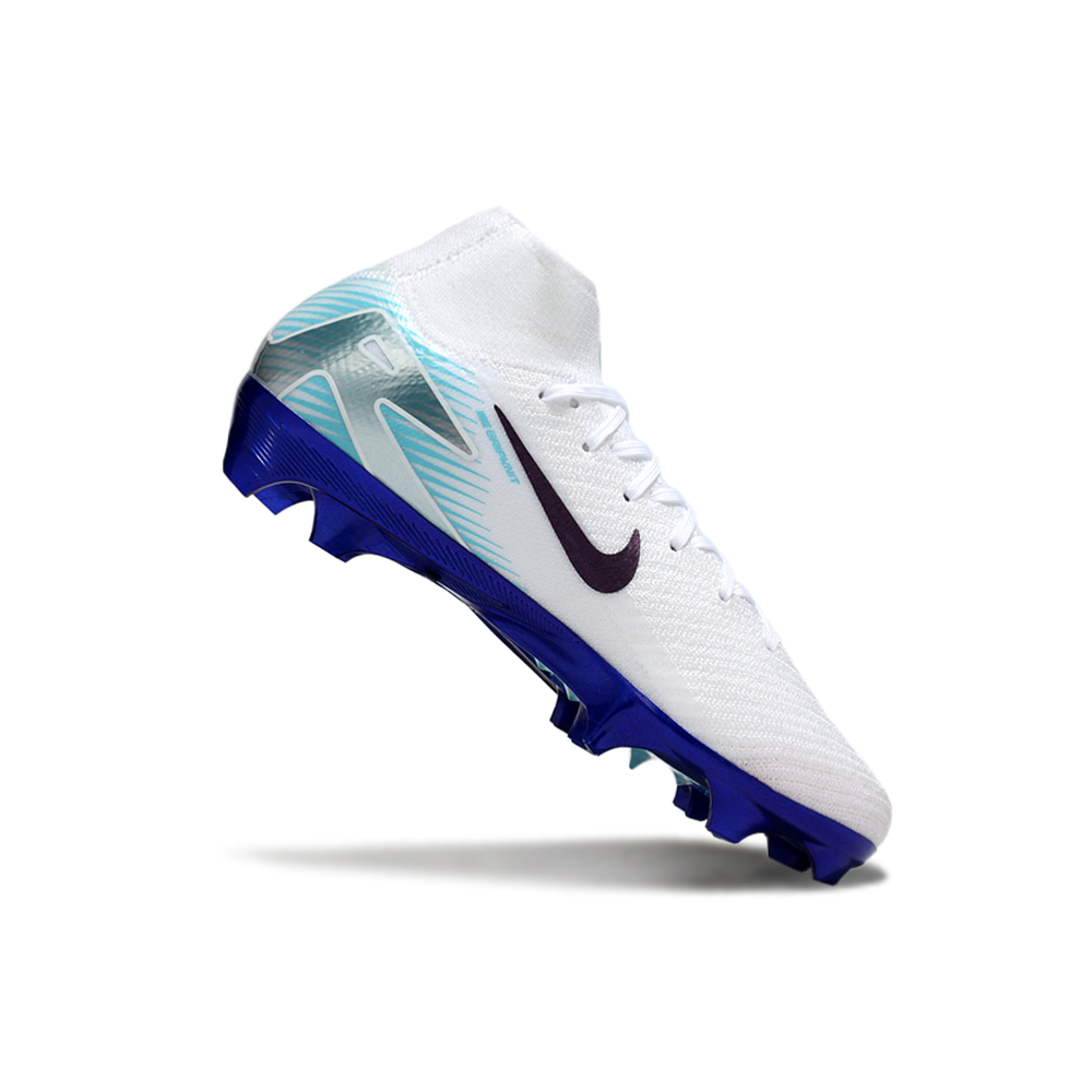 Chuteira Campo Nike Air Zoom Mercurial Superfly 10 Elite FG Branca e Azul