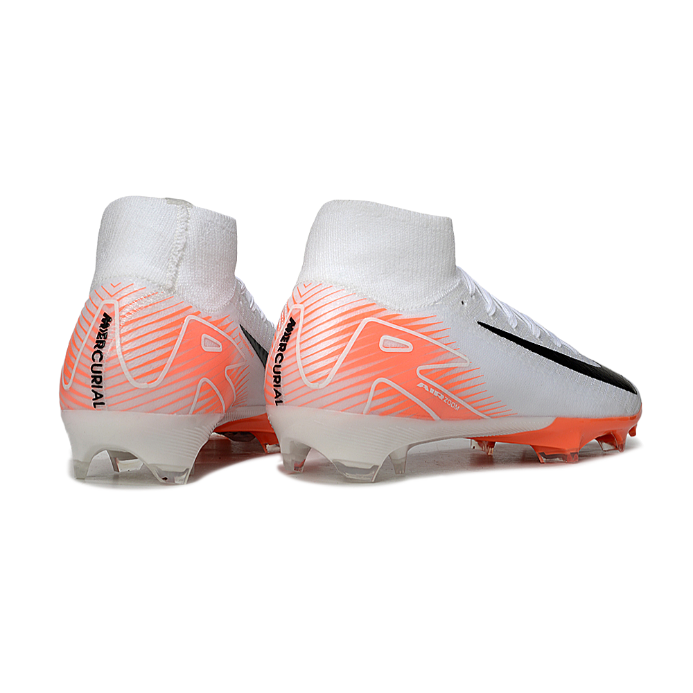 Chuteira Campo Nike Air Zoom Mercurial Superfly 10 Elite FG Branca e Laranja