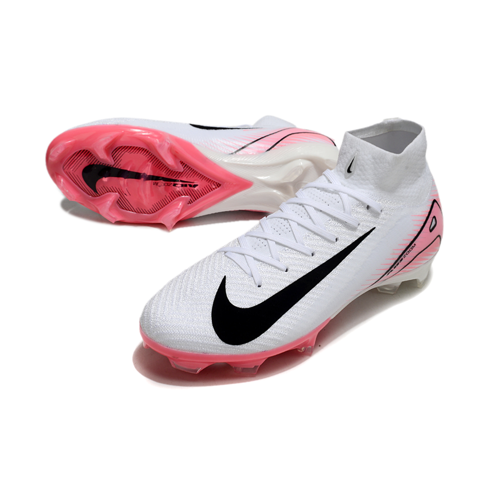 Chuteira Campo Nike Air Zoom Mercurial Superfly 10 Elite FG Branca e Rosa