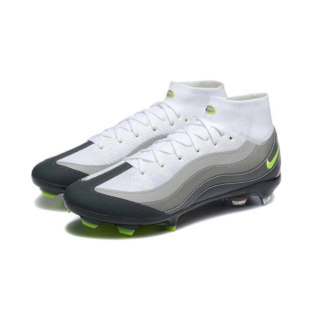 Chuteira Campo Nike Air Zoom Mercurial Superfly 10 Elite FG Branca, Cinza e Verde